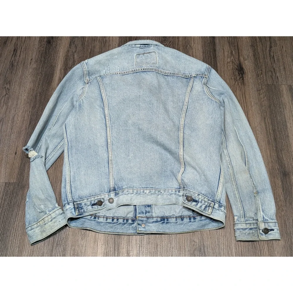 Levis Distressed Denim Trucker Jacket Mens Size L Blue‎ Jean - Picture 4 of 6